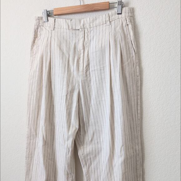 RAILS Marnie Pant Ivory Pinstripe Wide Leg Linen Women's 12 Chic Everyday $228 - Picture 9 of 11